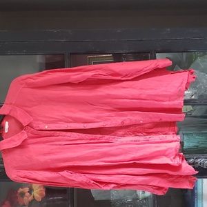 Eileen Fisher coral Irish linen shirt